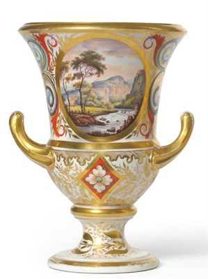 Lot 130 - A Derby Porcelain Campana Shaped Vase, circa 1790, painted in the manner of George Robertson...