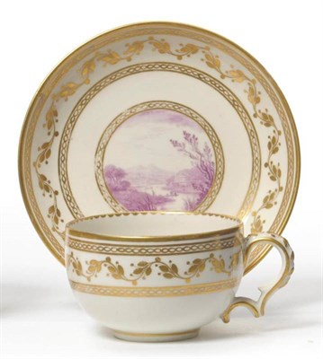Lot 133 - A Derby Porcelain Teacup and Saucer, circa 1780, painted possibly by Zachariah Boreman with a...