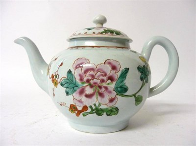 Lot 147 - A Chaffers Liverpool Porcelain Teapot and Cover, circa 1760, of globular form, the domed cover with