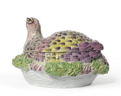 Lot 153 - A First Period Worcester Porcelain Partridge Tureen and Cover, circa 1760, the naturalistically...
