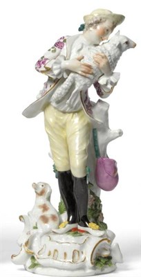 Lot 157 - A Meissen Porcelain Figure of a Shepherd, circa 1757, modelled by Johann Joachim Kaendler, standing
