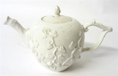 Lot 162 - A Meissen Porcelain Blanc de Chine Teapot and A Cover, circa 1745, with mask spout and tau...