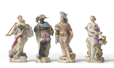 Lot 170 - A Matched Set of Three Meissen Porcelain Figures of the Continents, late 19th/20th century,...