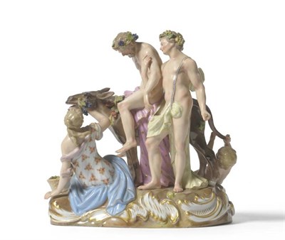 Lot 173 - A Meissen Porcelain Figure Group of the Drunken Silenus, late 19th century, after the model by...