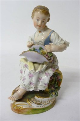 Lot 174 - A Meissen Porcelain Figure of a Girl, late 19th/20th century, allegorical of Spring from the...