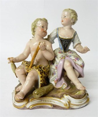 Lot 176 - A Meissen Porcelain Figure Group, late 19th/early 20th century, as a girl in 18th century...