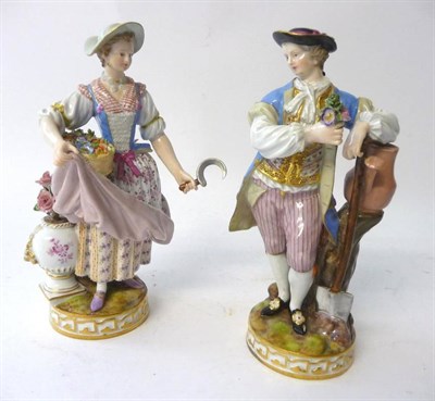 Lot 179 - A Pair of Meissen Porcelain Figures of Gardeners, late 19th/early 20th century, both in 18th...