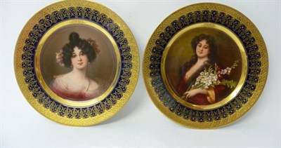 Lot 189 - A Pair of  "Vienna " Porcelain Cabinet Plates, late 19th/early 20th century, with bust portraits of