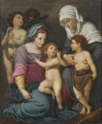 Lot 191 - A German Painted Porcelain Plaque, Holy Family, after Del Sarto, 3rd quarter 19th century, 32cm...