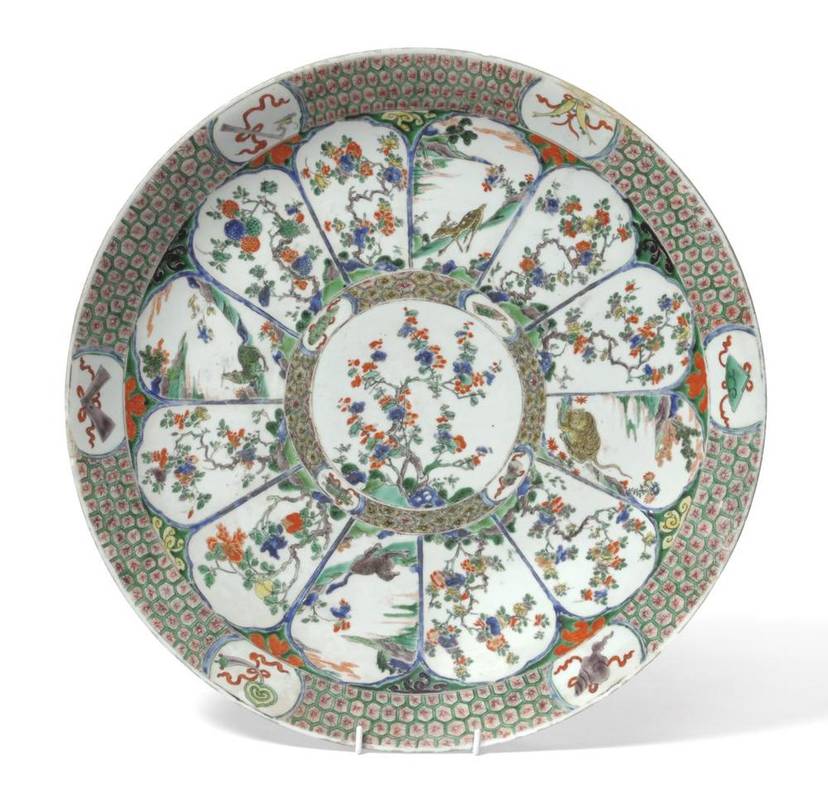 Lot 205 - A Chinese Porcelain Large Dish, Kangxi period, painted in famille verte enamels with a central...