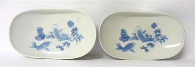 Lot 249 - A Pair of Nabeshima Porcelain Dishes, in 17th century style, of oval form painted in underglaze...