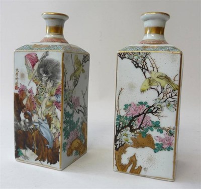 Lot 251 - A Pair of Japanese Porcelain Tokkuri, 19th century, painted in colours with figures of warriors and