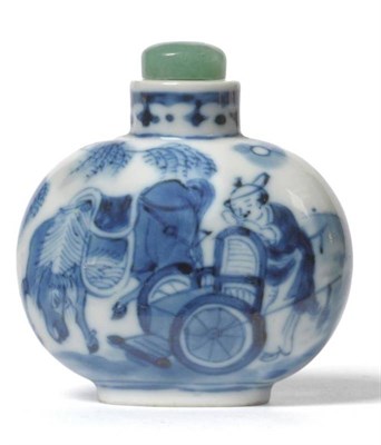 Lot 255 - A Chinese Porcelain Snuff Bottle, Daoguang (1821-1850), of compressed oval form, painted in...