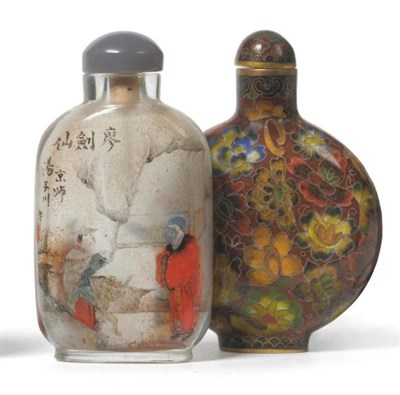Lot 257 - Two Oriental Snuff Bottles, late Qing Dynasty, comprising an inside painted glass snuff bottle,...
