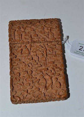 Lot 272 - A Cantonese Boxwood Card Case, late 19th century, of rectangular form profusely carved with figures