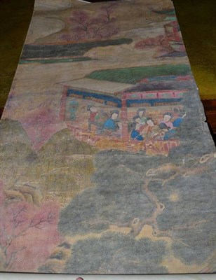 Lot 274 - A Chinese Scroll Painting, Qing Dynasty, painted with maidens playing musical instruments in a...