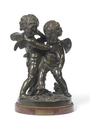 Lot 310 - A French Bronze Figure Group, after the model by Etienne Maurice Falconet (1760-1791), the two...