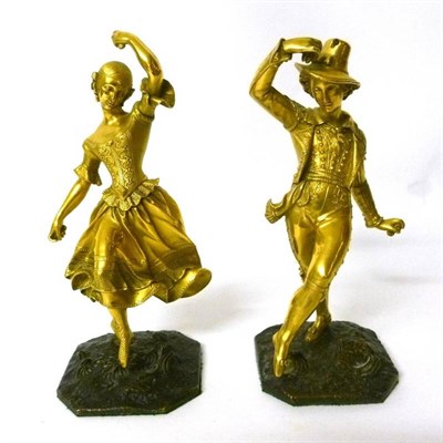 Lot 318 - A Pair of Gilt Bronze Figures of Dancers, probably Italian, late 19th/early 20th century, in...