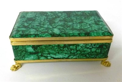 Lot 338 - A Gilt Metal Mounted Malachite Box and Hinged Cover, early 20th century, of rounded rectangular...