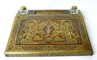 Lot 356 - A Regency Boulle Lap Desk, of sloping rectangular form, the hinged fall with a dancing figure...