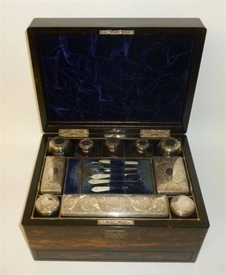 Lot 367 - A Victorian Coromandel Travelling Dressing Case, mark for Thomas Whitehouse, London 1865, of...