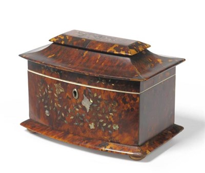 Lot 368 - A Late Regency Mother-of-Pearl Inlaid Tortoiseshell Tea Caddy, 2nd quarter 19th century, of...