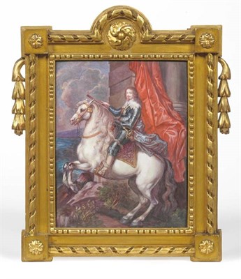 Lot 378 - A Rectangular Enamel Plaque, painted with an equestrian portrait of Prince Tomaso of Savoy-Carignan