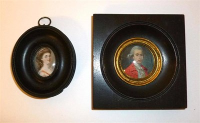 Lot 383 - F"¦B"¦ (18th century): A Portrait Miniature of a Gentleman, his grey powdered hair en queue,...