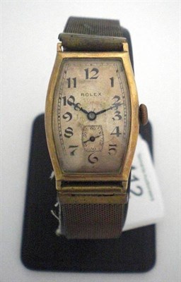 Lot 412 - A 9ct Gold Art Deco Wristwatch, signed Rolex, 1929, lever movement signed Rolex Prima, timed to six