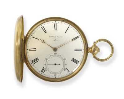 Lot 417 - An 18ct Gold Full Hunter Pocket Watch, signed Barraud & Lund, London, No.8684, 1862, lever...