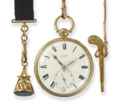 Lot 427 - An 18ct Gold Pocket Watch, signed C Harris, Cornhill, No.2693, 1824, fusee lever movement,...