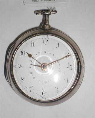 Lot 435 - A Silver Pair Cased Pocket Watch with Date Indication, verge movement inscribed R Northan,...