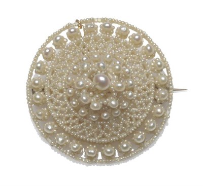 Lot 470 - A Seed Pearl Brooch, Mid 19th Century, the pearls all threaded in a domed shape on a...