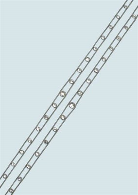 Lot 561 - A Victorian Diamond Set Belt, two rows of white chain taper twice, and are set between with...