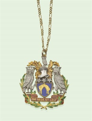 Lot 602 - An Enamelled Pendant, depicting the Leeds coat of arms, with diamonds and rubies inset, and the...