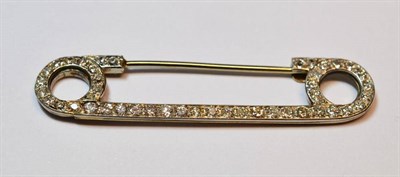 Lot 649 - A Diamond Set Pin Brooch, set with old cut and brilliant cut diamonds throughout, total...