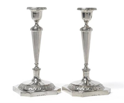 Lot 666 - A Pair of Russian Candlesticks, Fyeddor Ularov, St Petersburg, circa 1820, assay master...