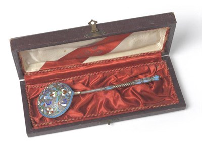 Lot 667 - A Russian Cloisonné Spoon, maker's mark CMB (?), circa 1900-10, of typical form with broad...