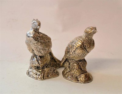 Lot 669 - A Pair of  Elizabeth II Silver Filled Game Bird Table Ornaments, maker's mark BS, Birmingham...