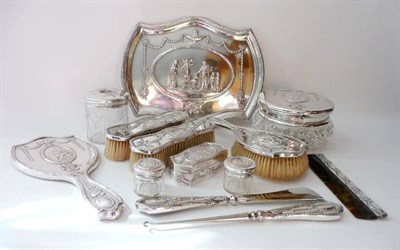 Lot 682 - An Edward VII Composite Thirteen Piece Silver Dressing Table Set, William Comyns, London 1905, each