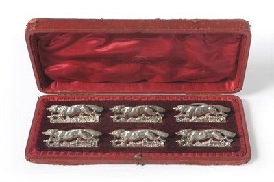 Lot 683 - A Set of Six Edward VII Menu Holders, Samuel Jacobs, London 1903, each cast with a running fox with