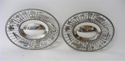 Lot 688 - A Pair of Victorian Silver Dessert Bowls, Martin, Hall & Co Ltd, London 1894, oval, on four...