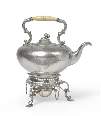 Lot 698 - A Victorian Silver Kettle, Stand and Burner, Thomas, James & Nathaniel Creswick, Sheffield...