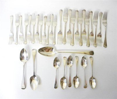 Lot 702 - A George III and Later Part Service of Flatware, Thomas Wallis & Jonathan Hayne, London 1815,...