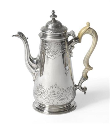 Lot 713 - A George II Silver Coffee Pot, Thomas Whipham, London 1747, the moulded foot rising to a...