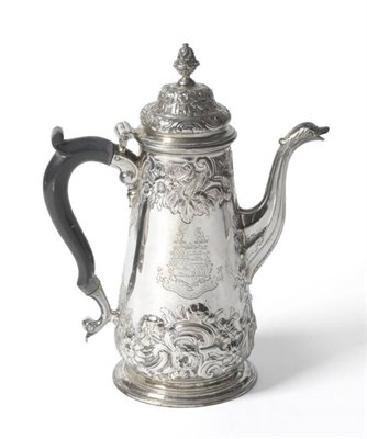 Lot 714 - A George II Silver Coffee Pot, Thomas Whipham, London 1749, the moulded foot rising to a...