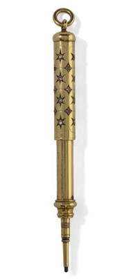 Lot 724 - A Victorian 18ct Gold and Gem Set Propelling Pencil, Samson Mordan & Co, London, circa 1880, of...