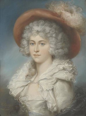 Lot 735 - Richard Cosway (1742-1821) Portrait of an elegantly dressed lady, head and shoulders, wearing a...