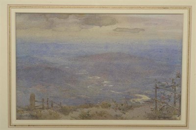 Lot 738 - Albert Goodwin RWS (1845-1932) Continental valley landscape Signed, indistinctly inscribed,...