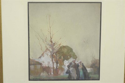 Lot 750 - Harry Tittensor (1887-1942)  Two Dutch ladies beside white washed cottages Signed, pencil,...